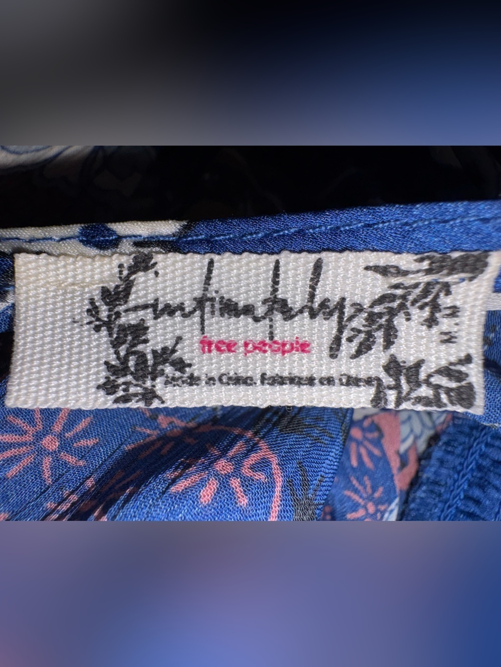 Free People Montauk Floral Print Cropped Tank Top Blue Boho Size M - Picture 5 of 9